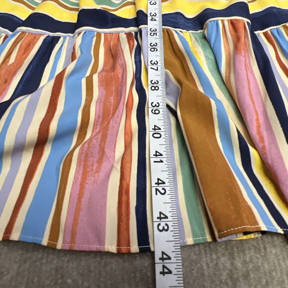 Donna Morgan Rainbow Stripe Tiered Midi Dress Sz 8 Square Neck Cottagecore Boho - Picture 6 of 6